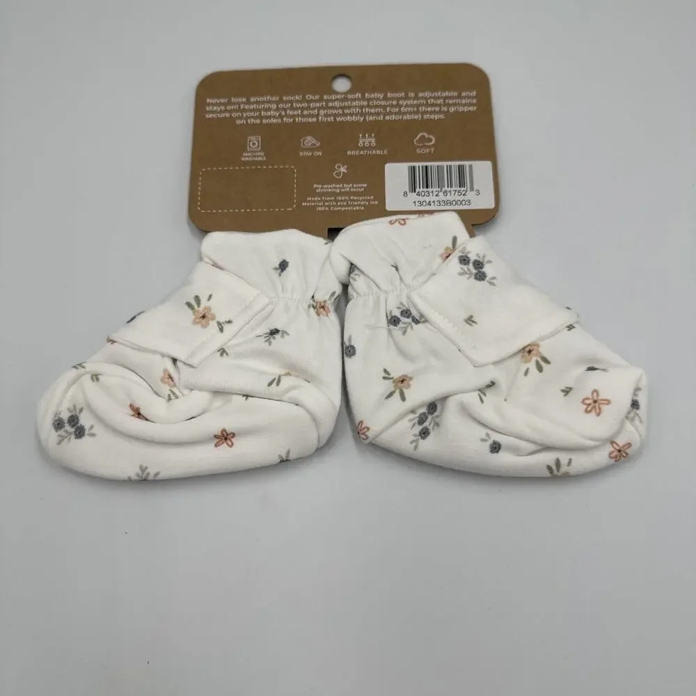 Goumi Baby‎ Booties Stay On Boot Organic Bamboo Floral Print Size 0-3 Months NEW